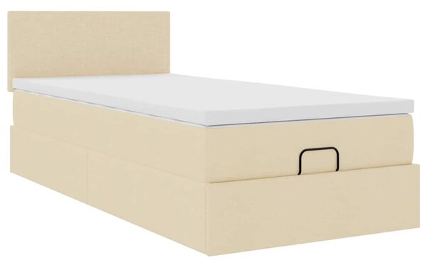 Otomanski okvir kreveta s madraca krem 80x200cm od tkanine - Krema / 80 x 200 cm