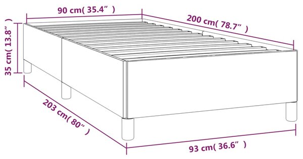 Okvir kreveta bez madraca svjetlosivi 90x200 cm baršunasti - Siva / 90 x 200 cm