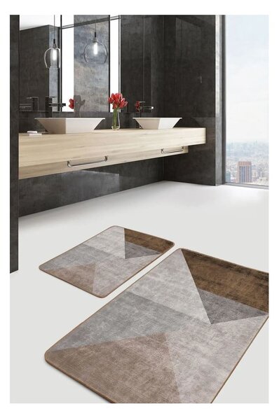 Sive/smeđe od samta kupaonske prostirke u setu 2 kom 60x100 cm – Mila Home