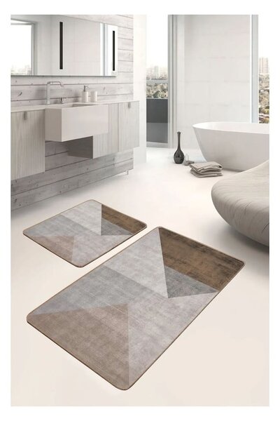 Sive/smeđe od samta kupaonske prostirke u setu 2 kom 60x100 cm – Mila Home