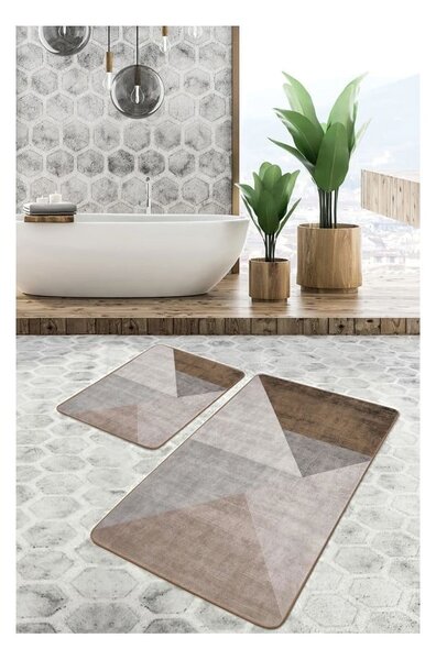 Sive/smeđe od samta kupaonske prostirke u setu 2 kom 60x100 cm – Mila Home