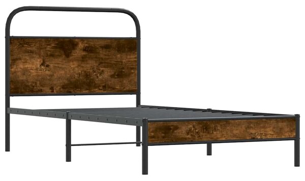 Okvir kreveta bez madraca dimljena boja hrasta 100x200cm drveni - Smeđa / 100 x 200 cm