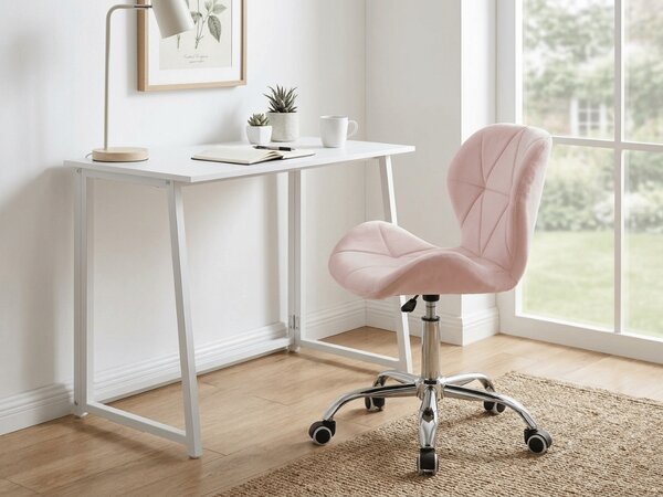 Set za radnu sobu ZARIMO stol 80x40 cm, bijela + naslonjač AVOLA VELVET, svijetlo ružičasta