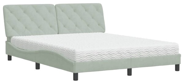 Krevet s madracem svjetlosivi 160x200 cm baršunasti - Siva / 160 x 200 cm
