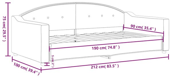 Dnevni krevet tamnosivi 90 x 190 cm od tkanine - Siva / 90 x 190 cm