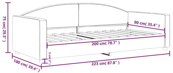 Dnevni krevet tamnosivi 90 x 200 cm od tkanine - Siva / 90 x 200 cm