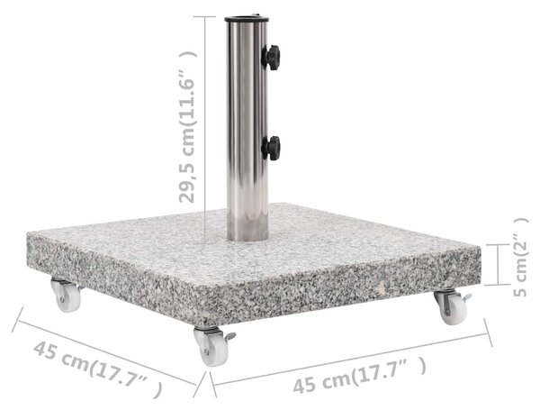 Stalak za suncobran od granita 30 kg četvrtasti sivi - Siva / N/A