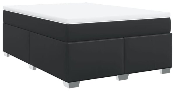 Krevet s oprugama i madracem crni 140 x 200 cm od umjetne kože - Crna / 140 x 200 cm