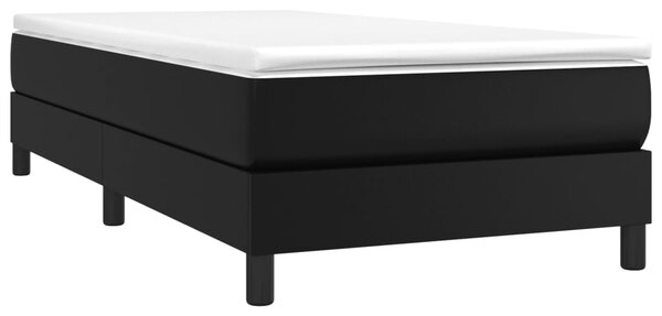 Krevet s oprugama i madracem crni 80 x 200 cm od umjetne kože - Crna / 80 x 200 cm