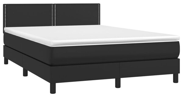 Krevet s oprugama i madracem crni 140 x 190 cm od umjetne kože - Crna / 140 x 190 cm
