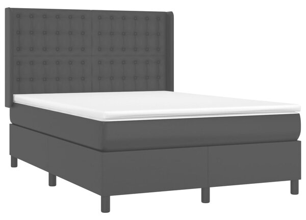 Krevet s oprugama i madracem crni 140 x 190 cm od umjetne kože - Crna / 140 x 190 cm