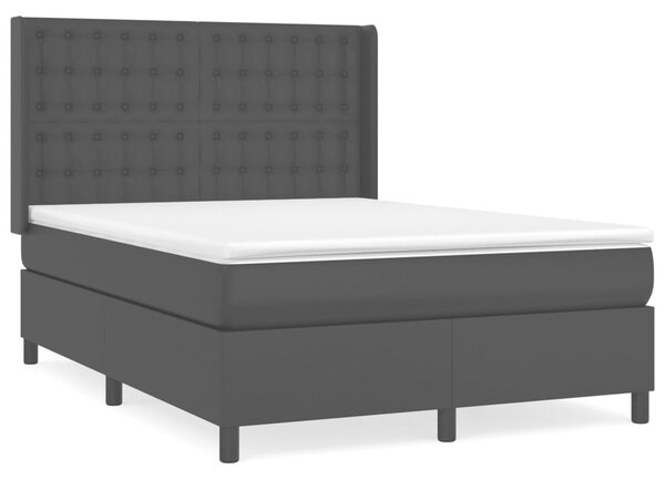 Krevet s oprugama i madracem crni 140 x 190 cm od umjetne kože - Crna / 140 x 190 cm