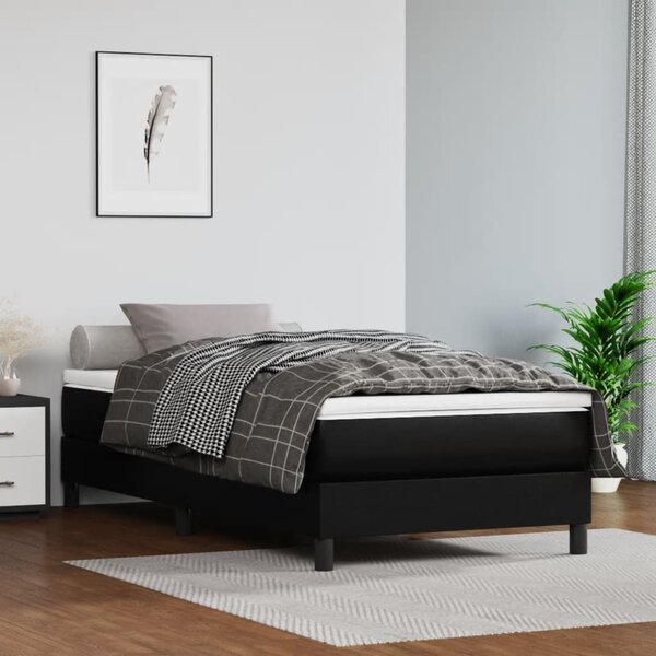 Krevet s oprugama i madracem crni 80 x 200 cm od umjetne kože - Crna / 80 x 200 cm