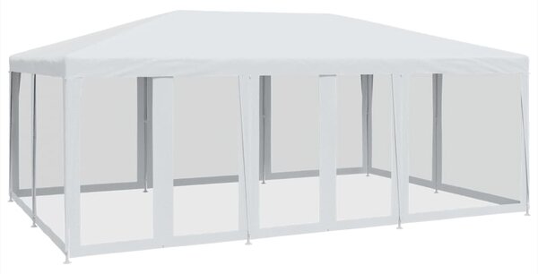 Šator za zabave s 10 mrežasta bočna zida bijeli 6x4 m HDPE - Bijela / 6 x 4 m