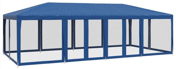 Šator za zabave s 12 mrežasta bočna zida plavi 8x4 m HDPE - Plava / 8 x 4 m