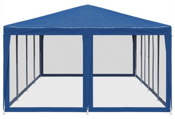 Šator za zabave s 12 mrežasta bočna zida plavi 8x4 m HDPE - Plava / 8 x 4 m