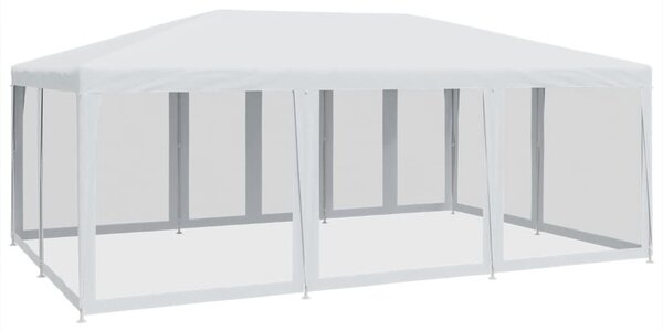 Šator za zabave s 10 mrežasta bočna zida bijeli 6x4 m HDPE - Bijela / 6 x 4 m
