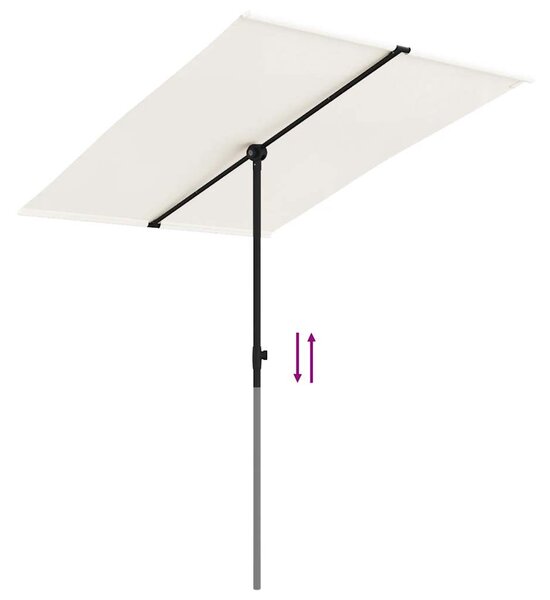 Vrtni suncobran s aluminijskim stupom 2 x 1,5 m pješčano bijeli - Bijela / 200 x 150 cm