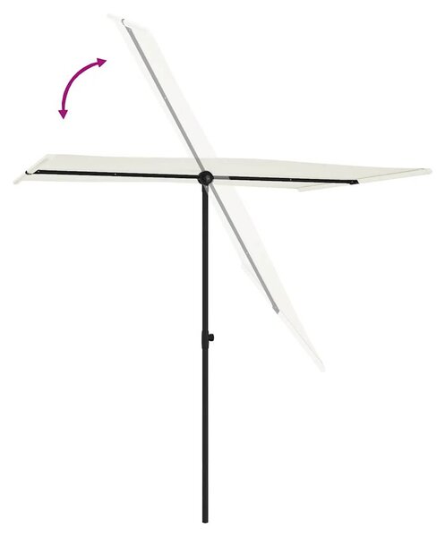 Vrtni suncobran s aluminijskim stupom 2 x 1,5 m pješčano bijeli - Bijela / 200 x 150 cm