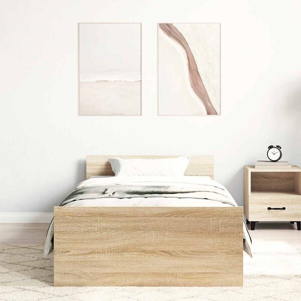 Okvir kreveta bez madraca boja hrasta sonome 100x200 cm drveni - Smeđa / 100 x 200 cm