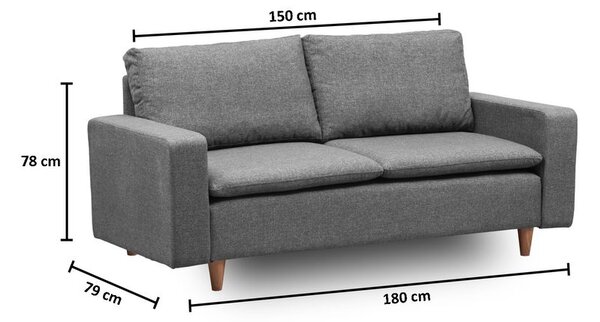 Atelier Del Sofa Dvosjed, Tamno siva, Lungo