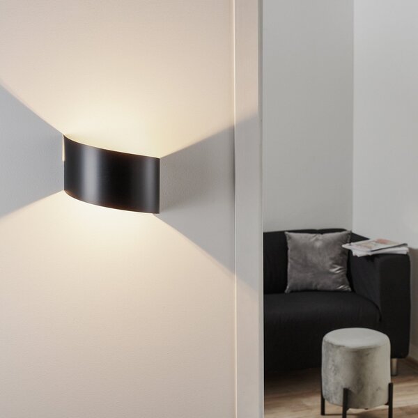 EMIBIG LIGHTING Vero zidna svjetiljka od obojenog čelika, crna, prigušiva, Crno, Dnevni boravak/blagovaonica, Metal