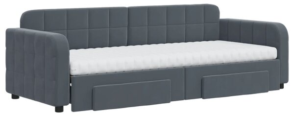 Dnevni krevet na razvlačenje tamnosivi 80 x 200 cm baršunasti - Siva / 80 x 200 cm