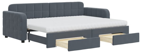 Dnevni krevet na razvlačenje tamnosivi 80 x 200 cm baršunasti - Siva / 80 x 200 cm
