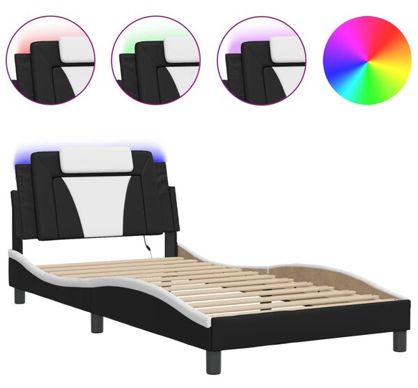 Okvir kreveta Viana s LED-om bez madracacrno-bijeli 100 x 200 cm - Crna / 100 x 200 cm