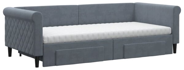 Dnevni krevet na razvlačenje tamnosivi 90 x 200 cm baršunasti - Siva / 90 x 200 cm