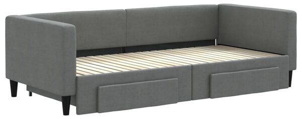 Dnevni krevet na razvlačenje i ladice tamnosivi 90 x 200 cm - Siva / 90 x 200 cm