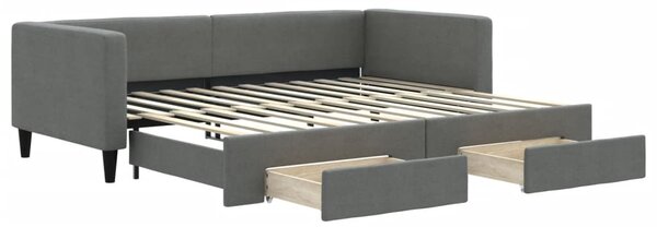 Dnevni krevet na razvlačenje i ladice tamnosivi 90 x 200 cm - Siva / 90 x 200 cm