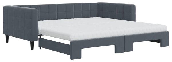 Dnevni krevet na razvlačenje tamnosivi 100x200 cm baršunasti - Siva / 100 x 200 cm