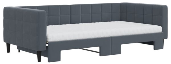 Dnevni krevet na razvlačenje tamnosivi 100x200 cm baršunasti - Siva / 100 x 200 cm