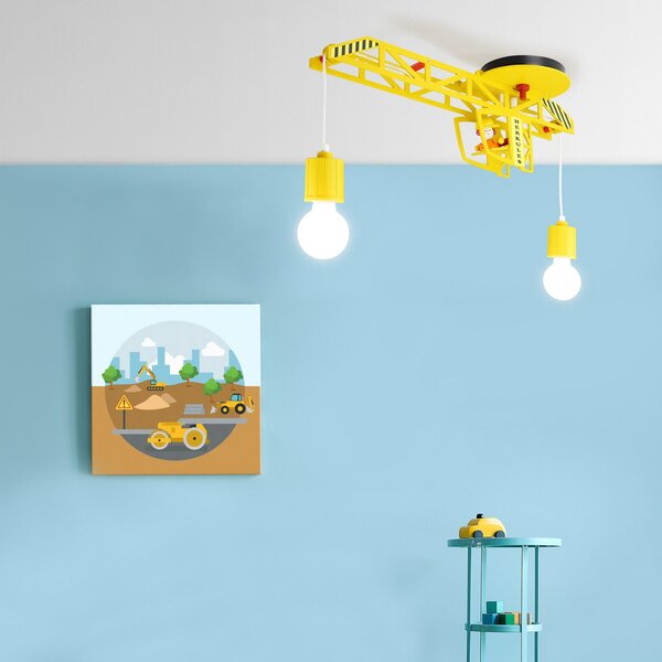 Elobra Bodo stropna lampa u obliku ždrala, prigušiva, Žuta, rasadnik, Drvo