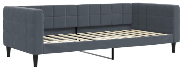 Dnevni krevet na razvlačenje tamnosivi 100x200 cm baršunasti - Siva / 100 x 200 cm