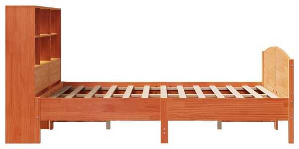 Krevet s regalom za knjige bez madraca 120 x 190 cm od borovine - Smeđa / 120 x 190 cm
