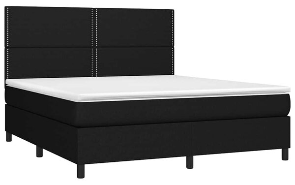 Krevet box spring s madracem LED crni 160x200 cm od tkanine - Crna / 160 x 200 cm