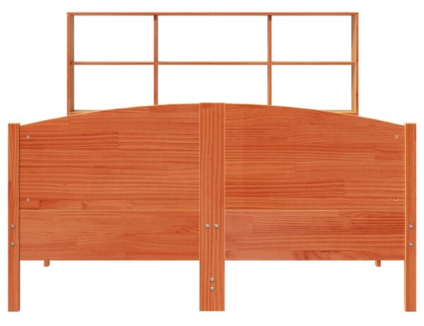 Krevet s regalom za knjige bez madraca 120 x 190 cm od borovine - Smeđa / 120 x 190 cm