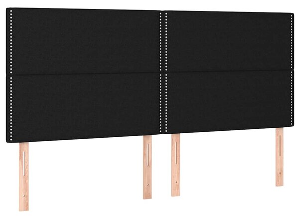 Krevet box spring s madracem LED crni 160x200 cm od tkanine - Crna / 160 x 200 cm