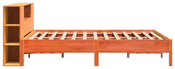Krevet s regalom za knjige bez madraca 200x200 cm od borovine - Smeđa / 200 x 200 cm