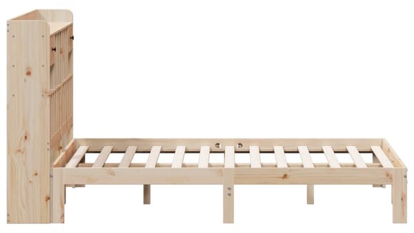 Krevet s regalom za knjige bez madraca 140x190 cm od borovine - Smeđa / 140 x 190 cm
