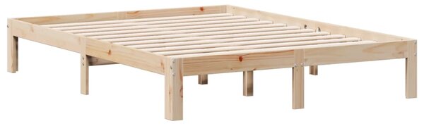 Krevet s regalom za knjige bez madraca 140x190 cm od borovine - Smeđa / 140 x 190 cm