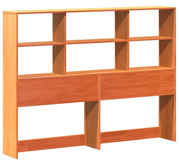 Krevet s regalom za knjige bez madraca 135 x 190 cm od borovine - Smeđa / 135 x 190 cm