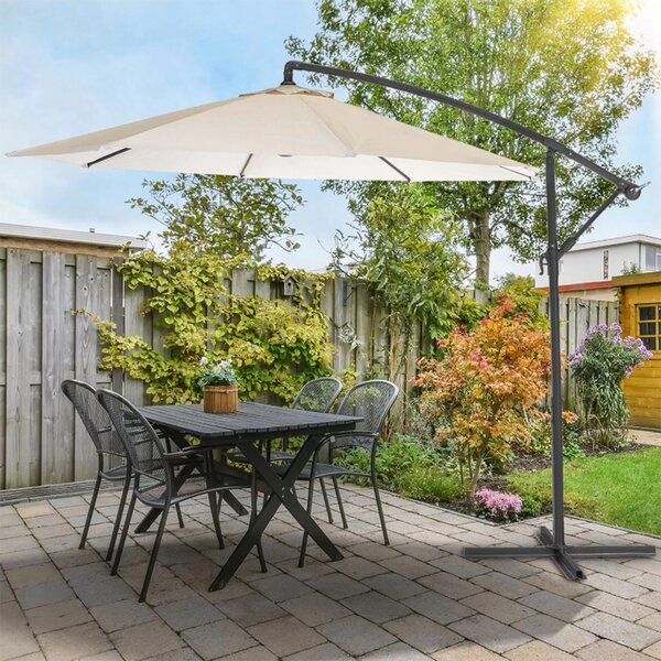 Vrtni suncobran 3,5 m sa solarnim LED svjetlom - krem, UV50+
