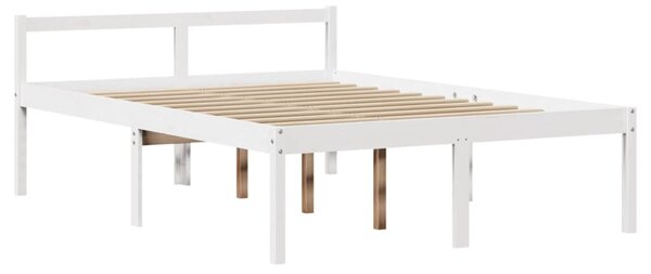 Krevet s regalom z knjige bez madraca bijeli 140x190cm borovina - Smeđa / 140 x 190 cm