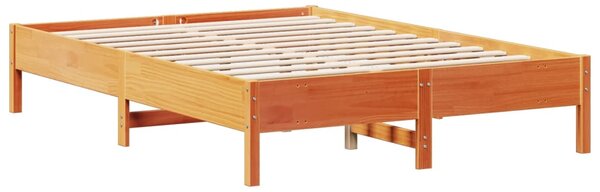Krevet s regalom za knjige bez madraca 135 x 190 cm od borovine - Smeđa / 135 x 190cm