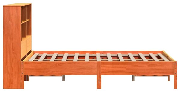 Krevet s regalom za knjige bez madraca 120 x 200 cm od borovine - Smeđa / 120 x 200 cm