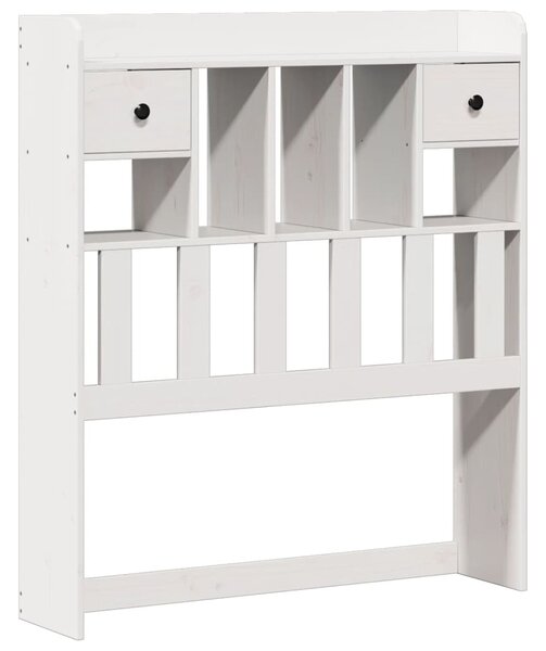 Krevet s regalom za knjige bez madraca bijeli 90x190cm borovina - Bijela / 90 x 190 cm