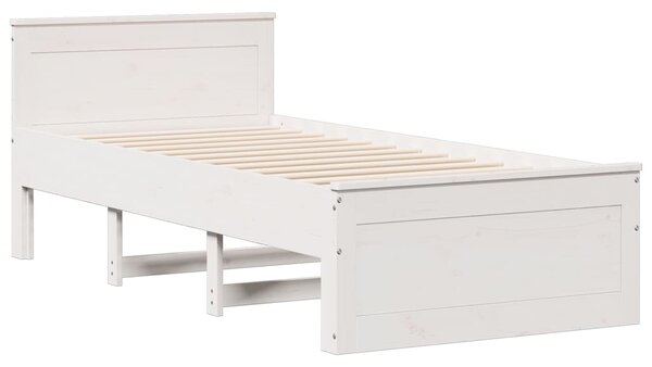 Krevet s regalom za knjige bez madraca bijeli 90x190cm borovina - Bijela / 90 x 190 cm